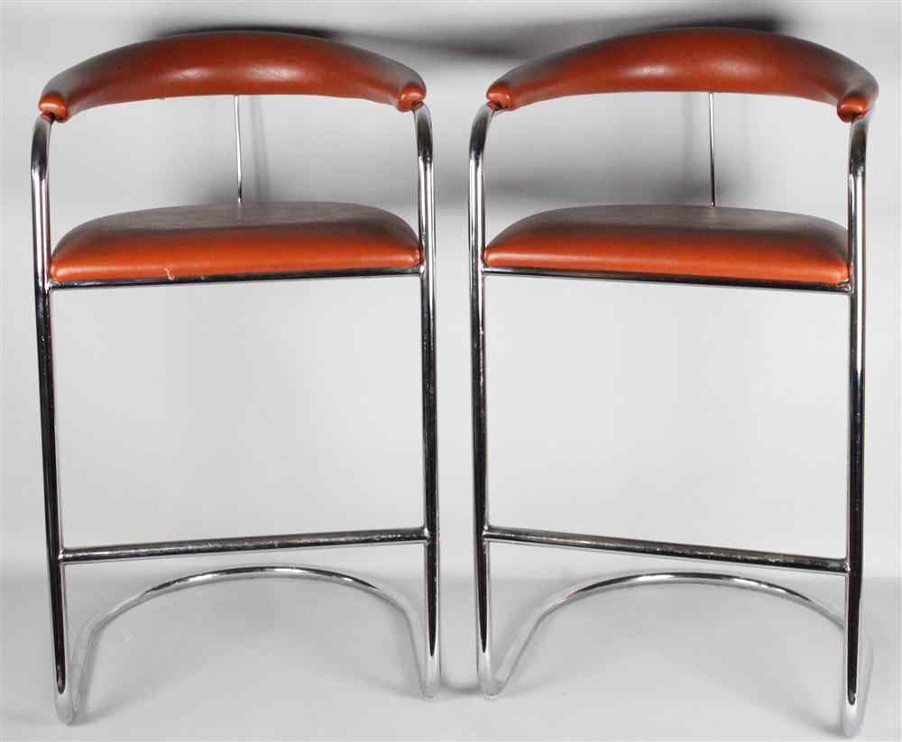 Appraisal: PAIR OF CHROME PLATED TUBULAR STEEL CANTILEVER BAR CHAIRS BY