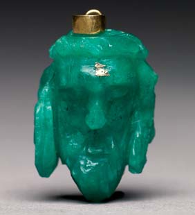 Appraisal: CARVED EMERALD PENDANT Carved Colombian emerald pendant of Christ's head