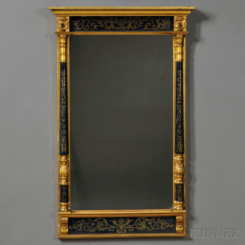 Appraisal: Italian Neoclassical Mirror c with an overhanging cornice above a