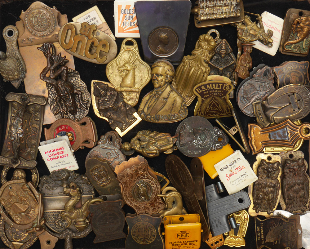 Appraisal: ESTATE COLLECTION OF VINTAGE CLIPS AND DOOR KNOCKERS Bronze steel