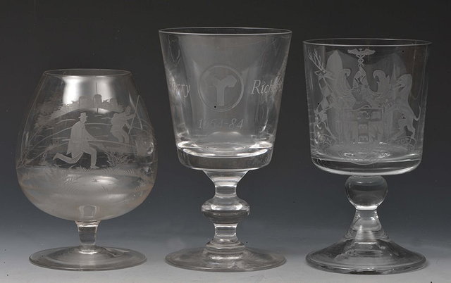 Appraisal: AN ARMORIAL GLASS signed Stephen Rickard an engraved glass inscribed