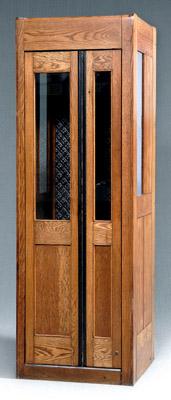 Appraisal: Vintage oak phone booth tongue and groove paneled oak construction