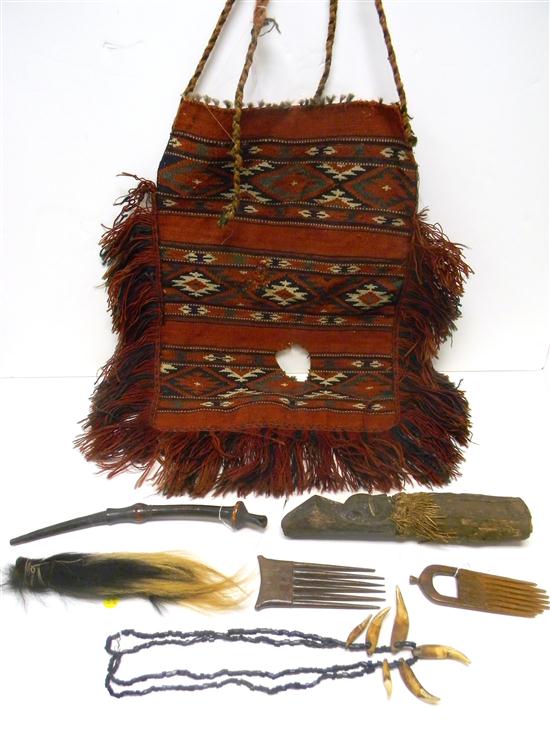 Appraisal: Central African items including two wooden combs with original teeth