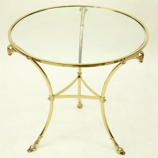 Appraisal: Modern Hollywood Regency Style Gilt Brass Round Glass Top Table