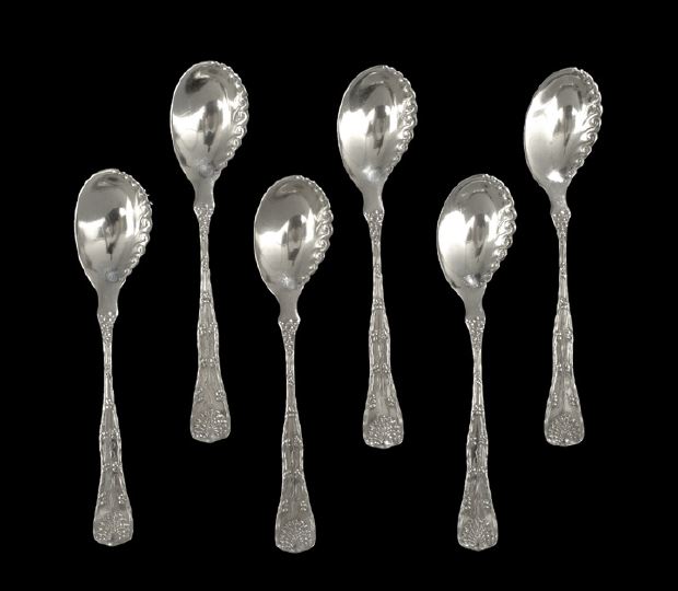 Appraisal: Set of Six Tiffany Co Sterling Silver Wave Edge -Pattern