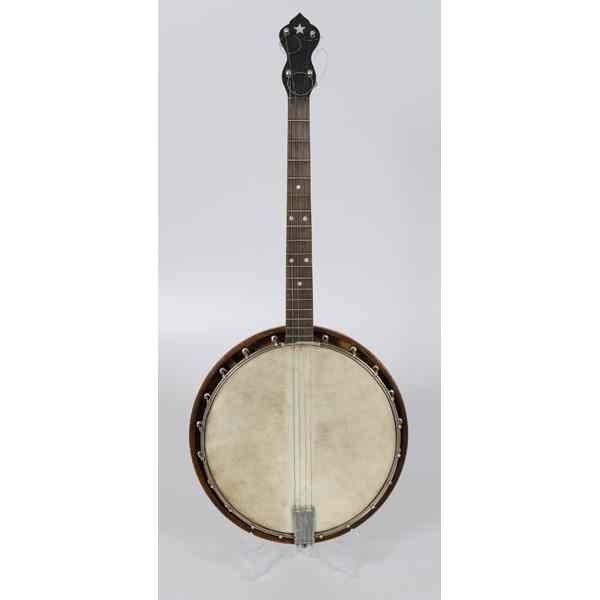 Appraisal: Banjo Four string banjo with inlay and painted ship scene