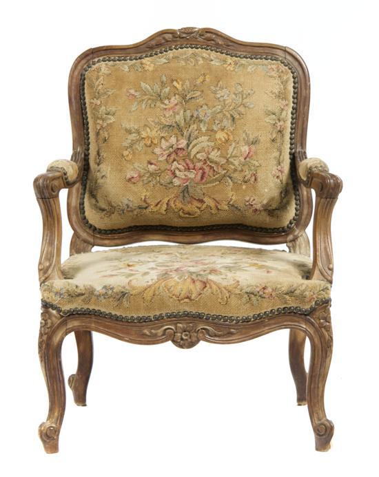 Appraisal: George III Miniature Open Armchair of typical form with carved