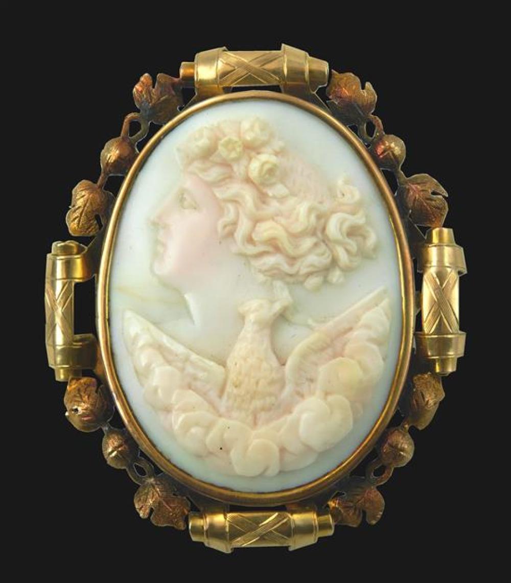 Appraisal: JEWELRY K gold antique cameo brooch tested K yellow gold