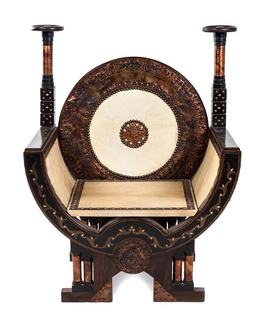 Appraisal: Sale Lot An Italian Carved and Inlaid Throne Chair circa