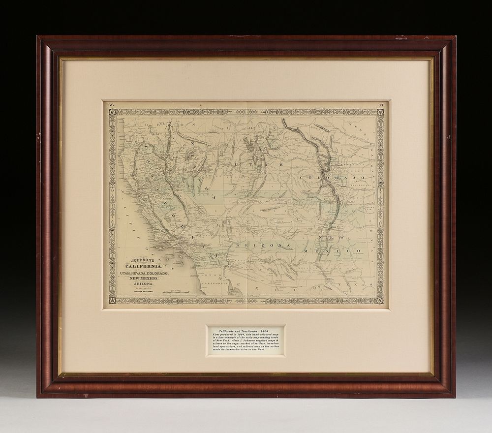 Appraisal: A CIVIL WAR ERA MAP Johnson's California with Territories of