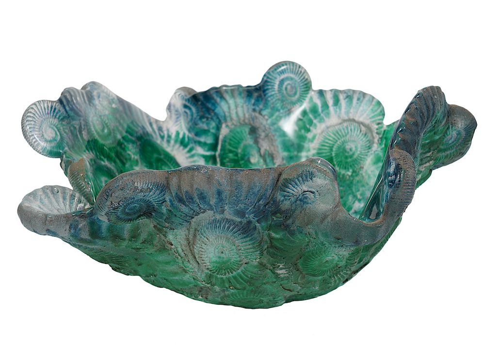 Appraisal: Unique Art Glass Blue Centerpiece Style of Daum Style of