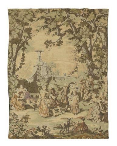 Appraisal: Large Rococo style machine-woven wall tapestry late th c fete