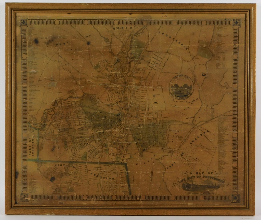 Appraisal: CUSHING WALLING CITY OF PROVIDENCE MAP United states Rare folding