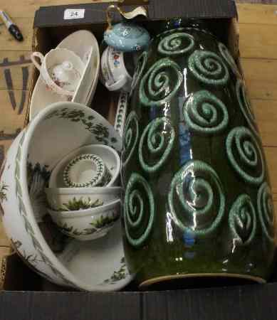 Appraisal: A Tray comprising a Large German Green Vase height cm