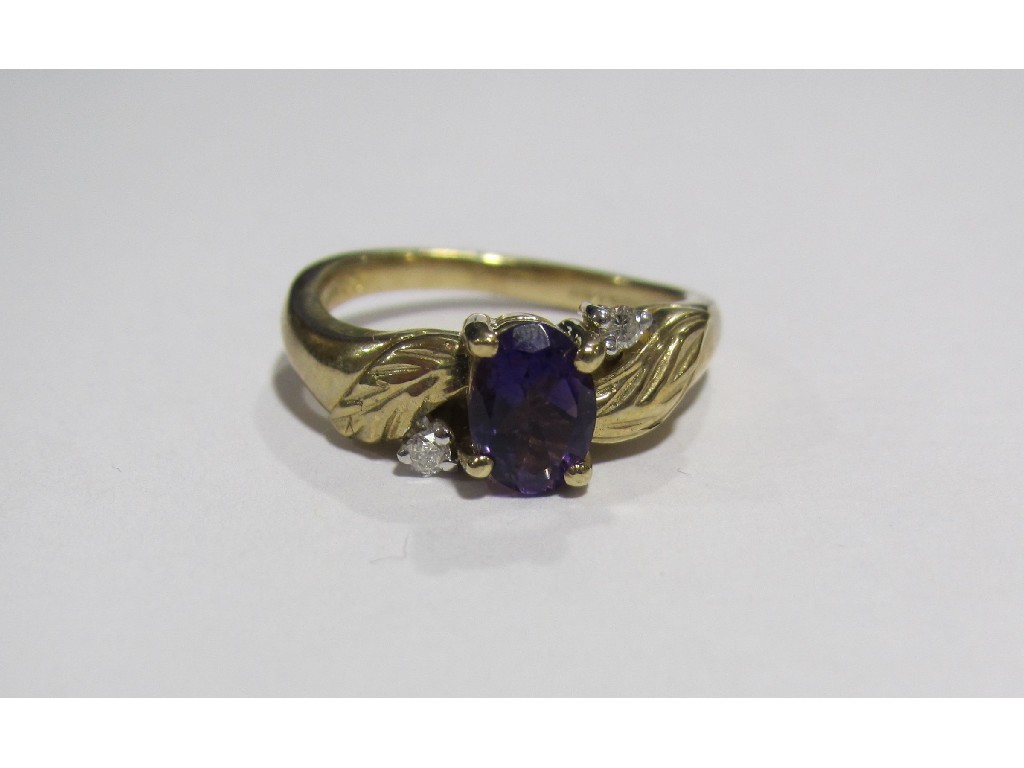 Appraisal: Nine carat gold amethyst and diamond set dress ring