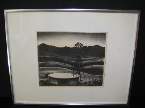 Appraisal: Framed under glass engraved print signed in plate Peter Hurd