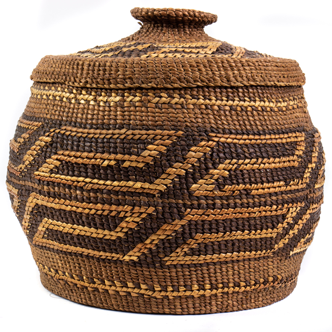 Appraisal: A KLICKITAT NORTHWEST COAST POLYCHROME COVERED BASKET A Klickitat Northwest