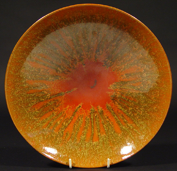 Appraisal: Royal Lancastrian shallow bowl decorated in a mottled orange glaze