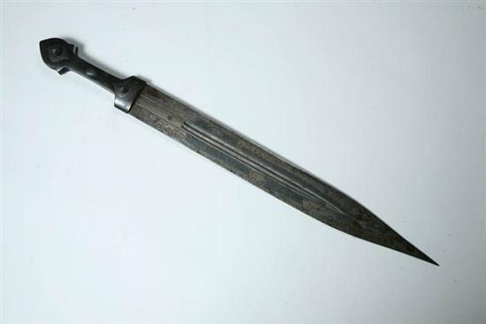 Appraisal: DAGGER Caucasus late th century Kindjal with inlay on one