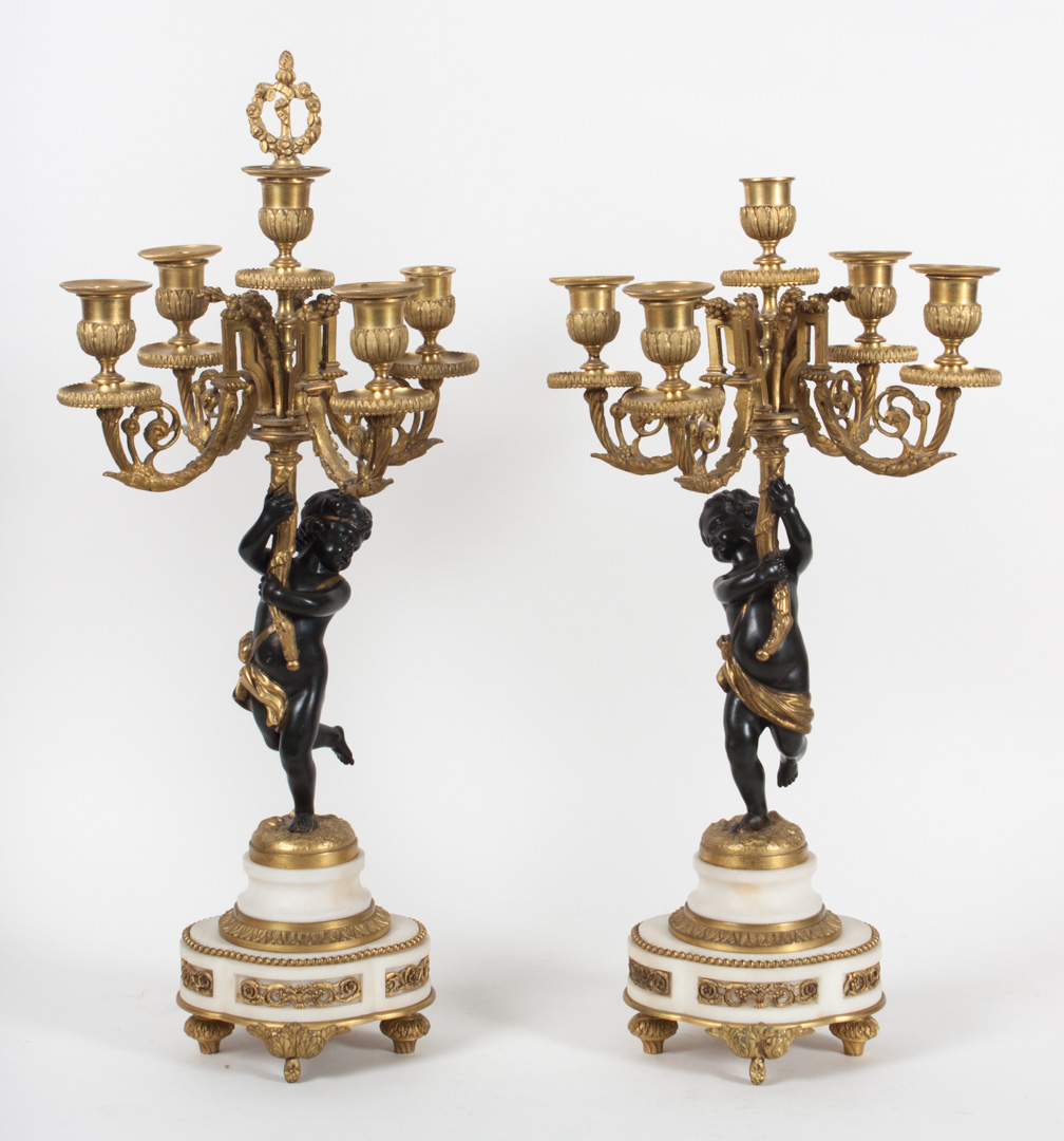 Appraisal: Pair of Napoleon III bronze figural candelabra third quarter- th