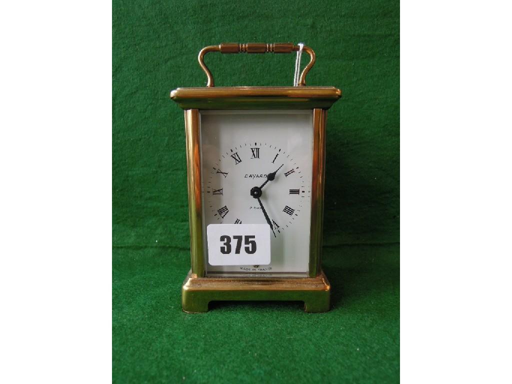 Appraisal: A brass carriage clock by Duverdrey and Bloquel France