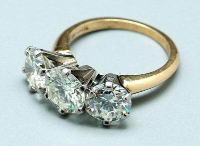 Appraisal: ct triple diamond ring three round brilliant cut diamonds estimated