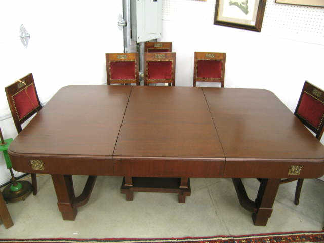 Appraisal: Mahogany French Style Art Deco Dining Table with six chairs