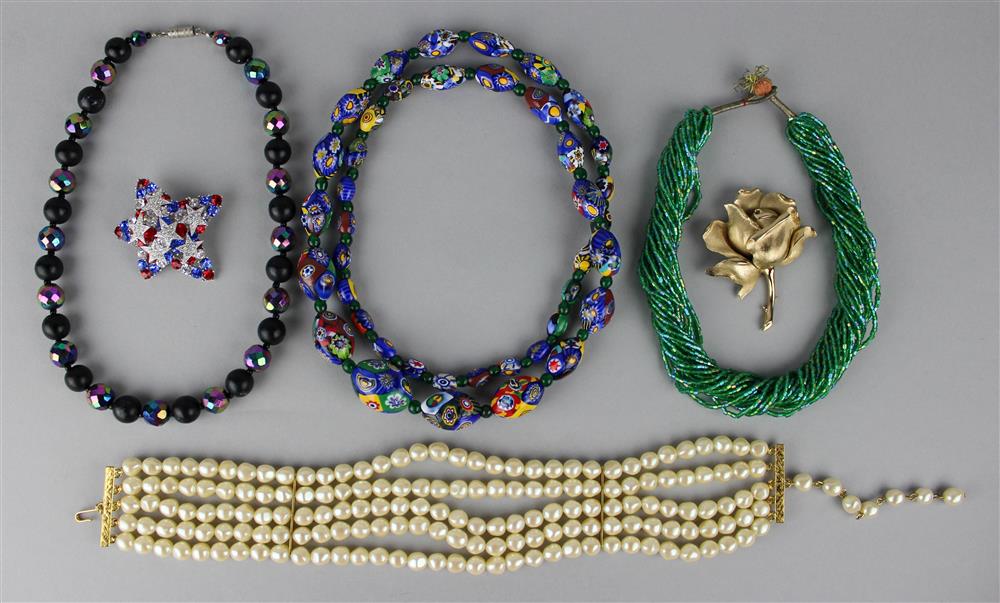 Appraisal: GROUP OF COSTUME JEWELRY including a five-row pearl dog collar