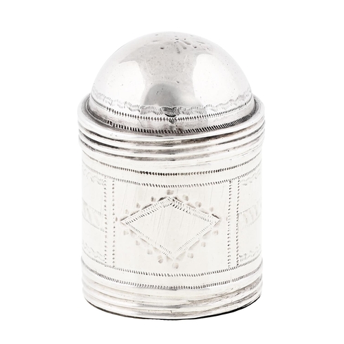 Appraisal: A George III engraved silver nutmeg grater c of cylindrical