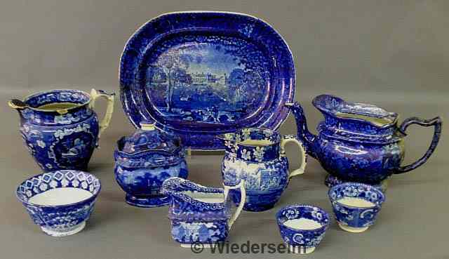 Appraisal: Nine pieces of English blue transfer decorated tableware early th