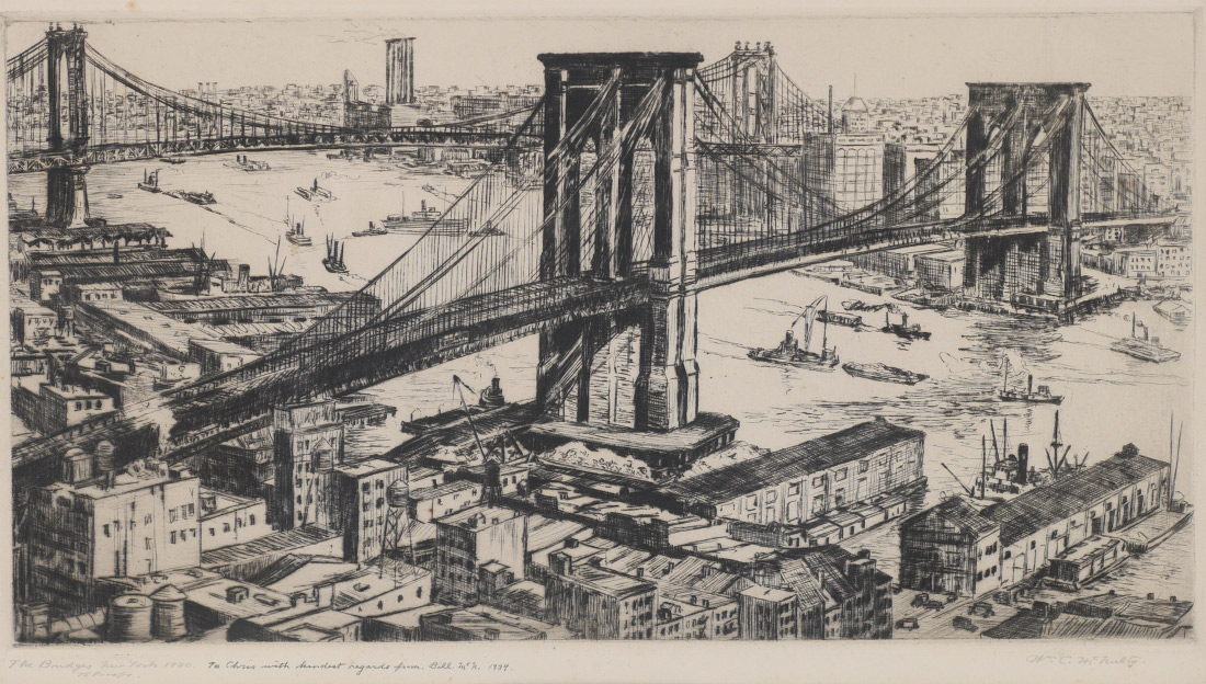 Appraisal: MCNULTY William American - The Bridges New York '' etching