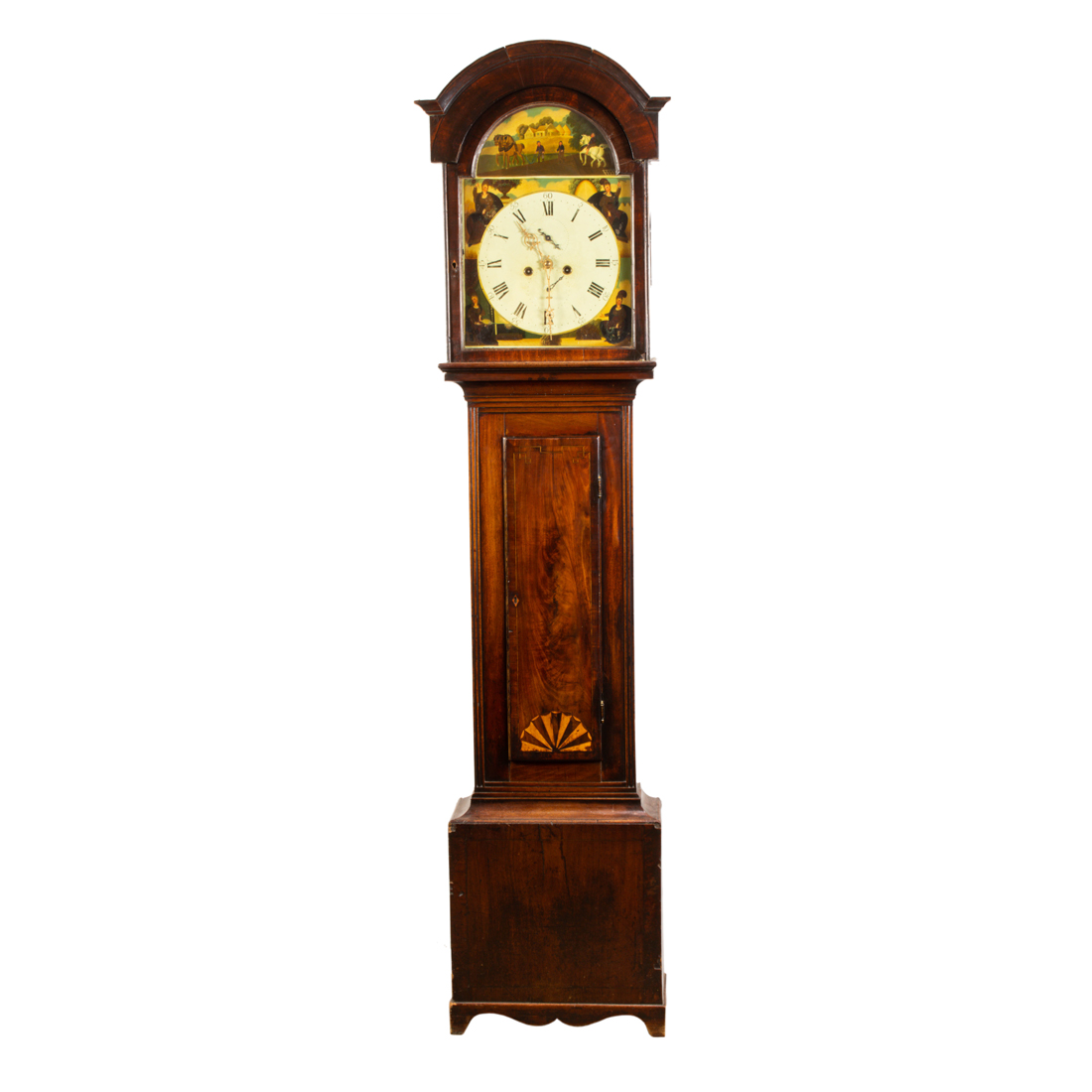 Appraisal: A GEORGIAN MAHOGANY AND MARQUETRY DECORATED TALL CASE CLOCK A