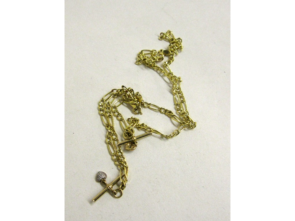 Appraisal: Nine carat gold figaro link neckchain and bracelet Approx gms