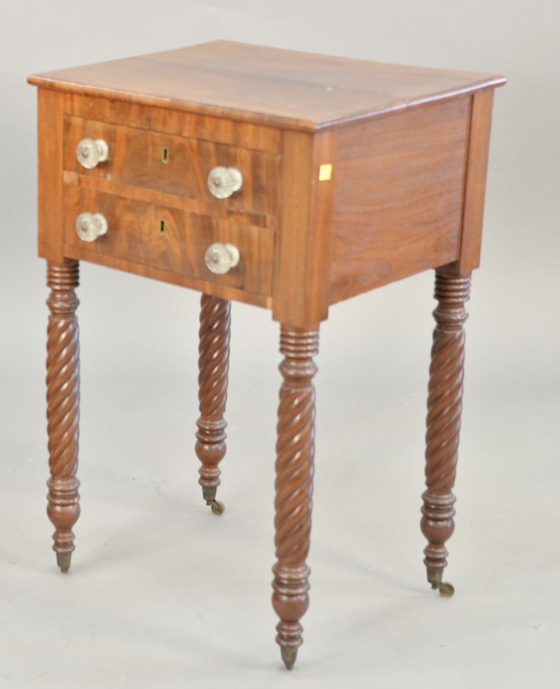 Appraisal: Sheraton mahogany two drawer stand circa ht in top xo