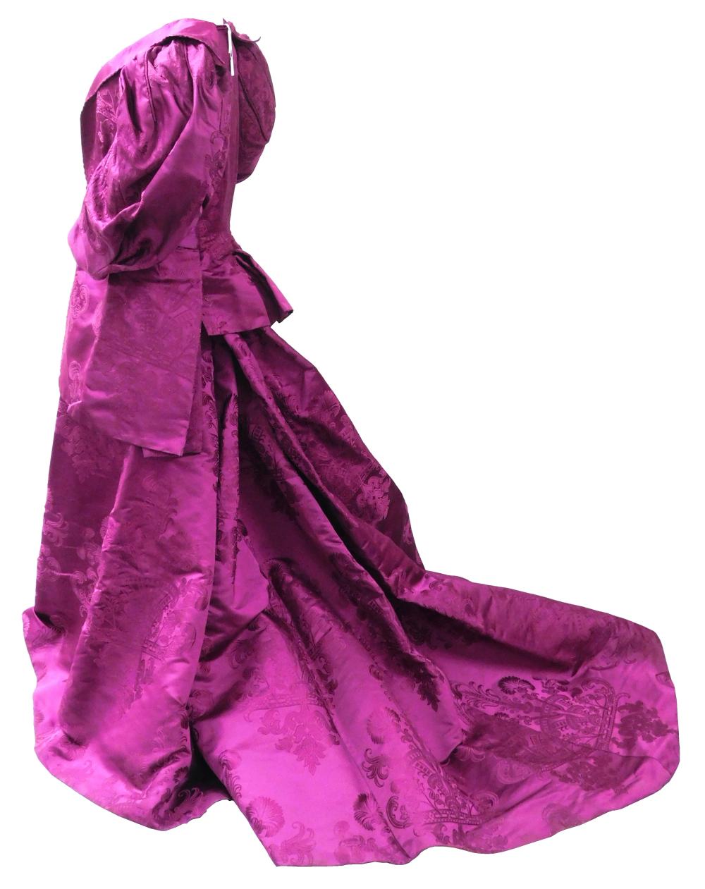 Appraisal: House of Worth fuchsia brocaded silk reception dress c 's