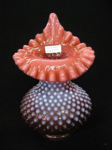 Appraisal: Cranberry Opalescent Art Glass Vase hobnail decor excellent