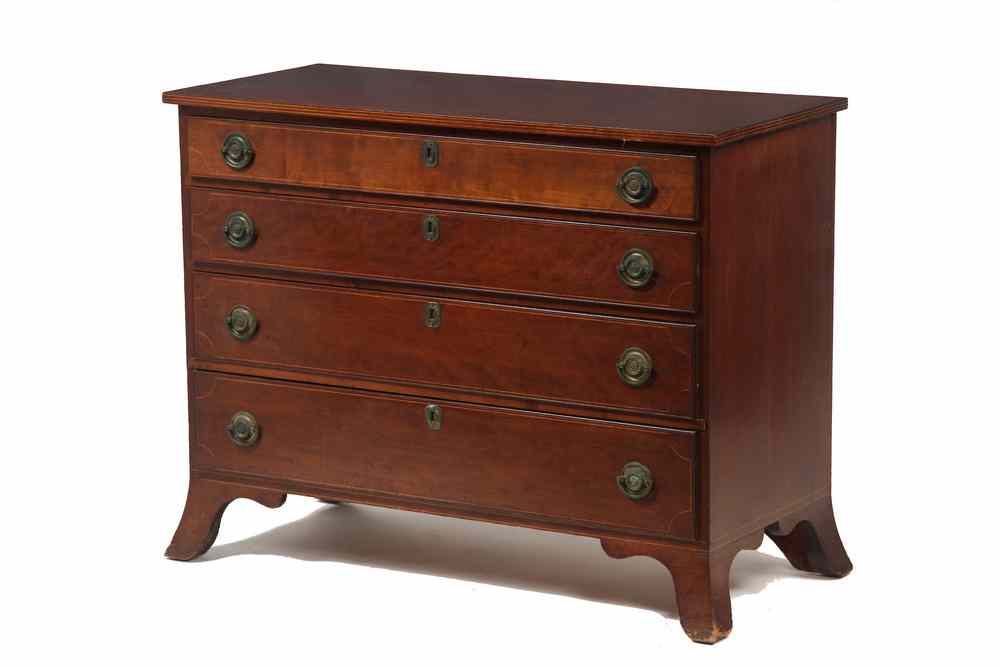 Appraisal: HEPPLEWHITE DRESSER - Diminutive Hepplewhite Four-Drawer Mahogany Dresser having French