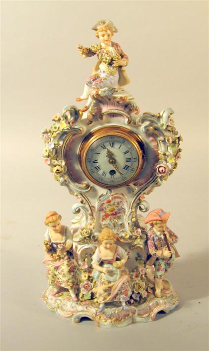 Appraisal: Dresden porcelain mantel clock early th century