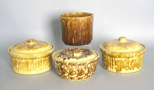 Appraisal: Three Bennington covered crocks together with a canister