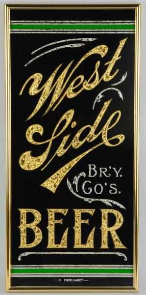 Appraisal: West Side Beer Reverse Glass Sign Nice clean overall example