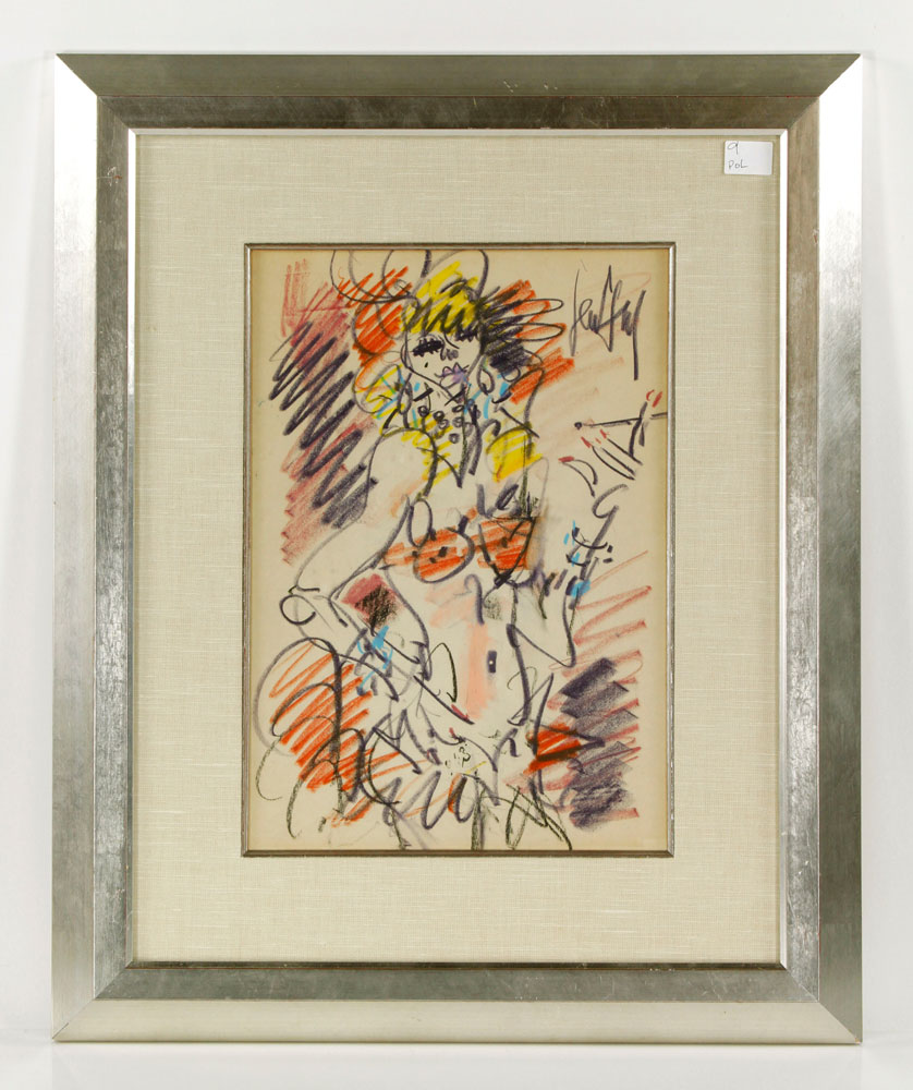 Appraisal: - Paul Abstract Colored Standing Nude Drawing Gen Paul French