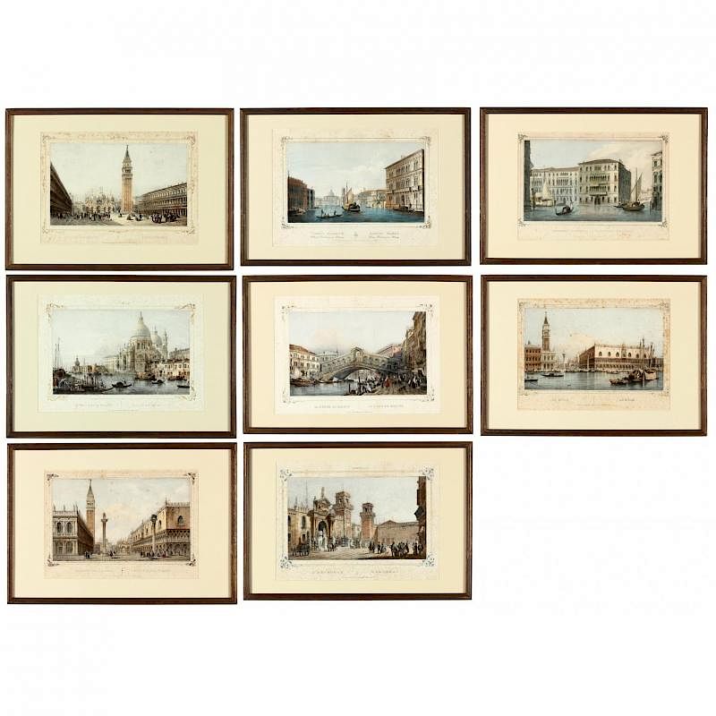 Appraisal: Set of th Century Venetian Views colored lithographs published by