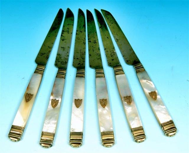 Appraisal: Set of six early Victorian fruit knives with steel blades