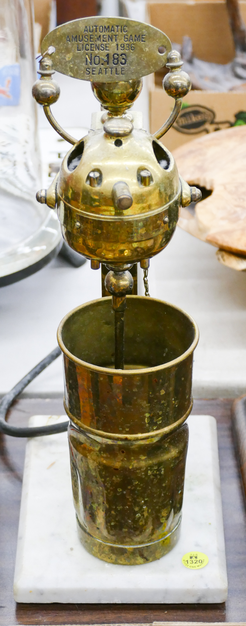 Appraisal: Old Hamilton Brass Mixer w Marble Base ''