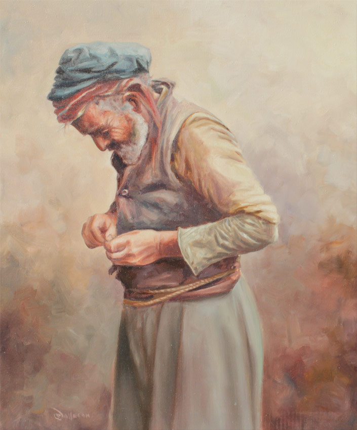 Appraisal: JOHNSON Don American th Century Portrait of an Old Fisherman