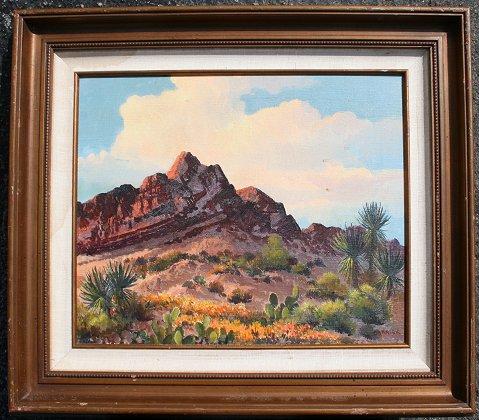 Appraisal: SOUTHWEST DESERT PAINTING SIGNED CARRICK OIL canvas '' x ''