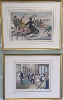 Appraisal: Set of four Harper's Weekly double page hand colored lithographs