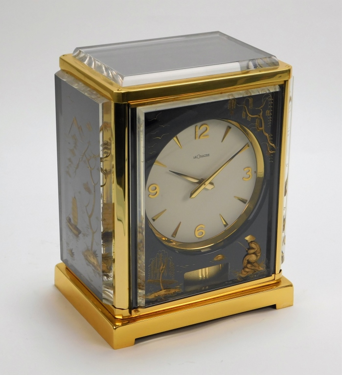 Appraisal: JAEGER LECOULTRE ATMOS ASIATIC CHINOISERIE CLOCK Switzerland Mid th Century