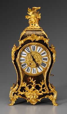 Appraisal: French boulle mantle clock bronze dore scroll and foliage mounts