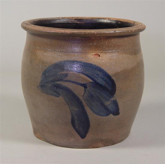 Appraisal: American Stoneware Crock Mid to late th Century Freehand cobalt